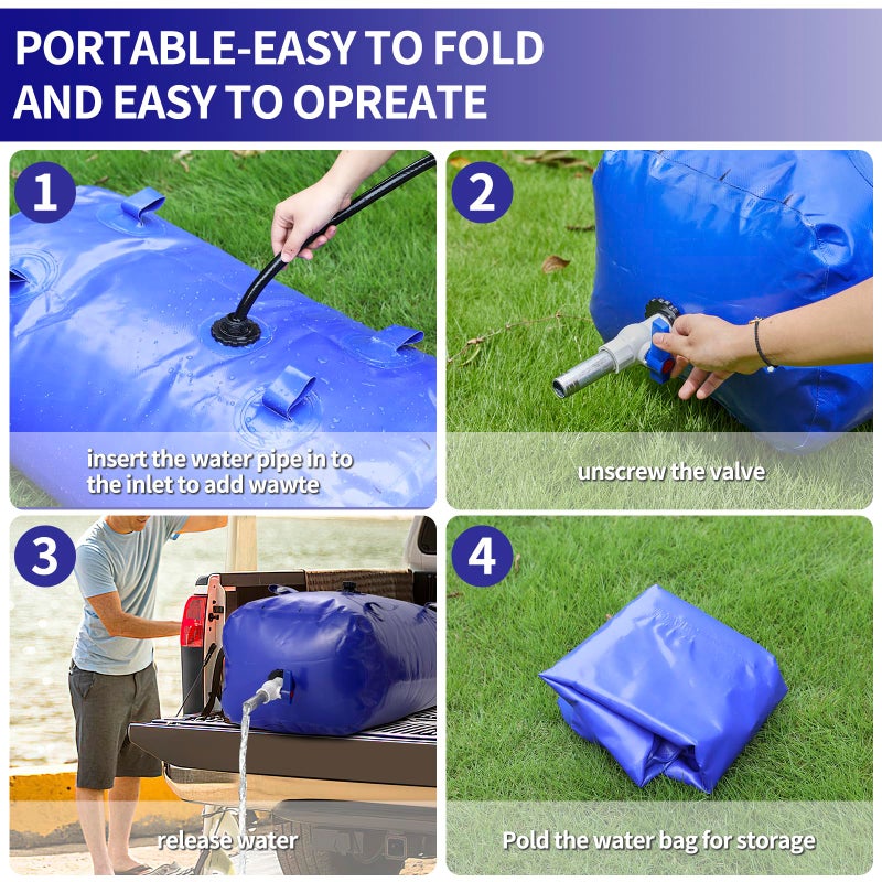 ZXZYHFTY Large Capacity Water Storage Bladder Containers  Bladder Tank for Drought Resistance  Fire Prevention  Emergency Water  Agricultural Irrigation Outdoor (110L/29Gal  Blue) - Image 3